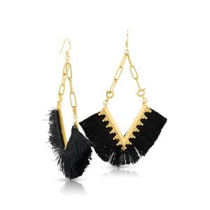 Boho Paperclip Earrings with Removable Fringe Charm